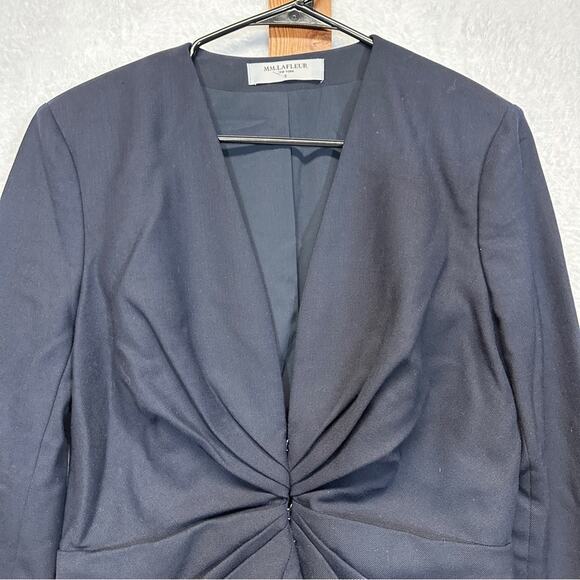 MM Lafleur Carmen Jacket Sharkskin Ink Wool Blend Blazer Size 6 - Picture 4 of 12